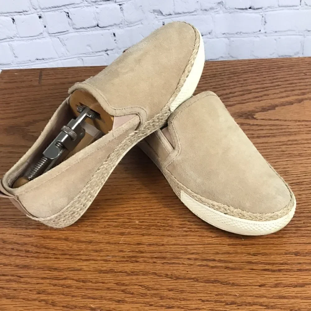 Dolce Vita Leather Flat Loafer Espadrilles in natural tan Suede EUC size 7.5
